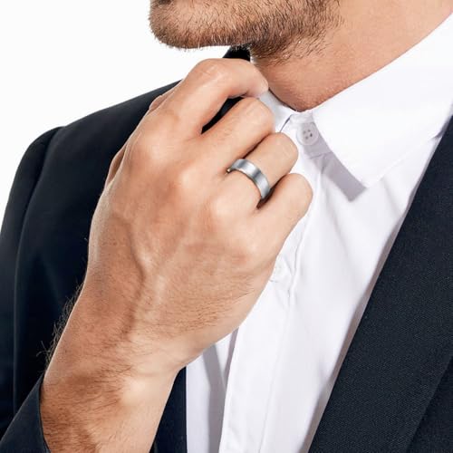 NUNCAD Tungsten Ring for Men 8mm Black/Gold Silver Tungsten Carbide Engagement Wedding Band Brushed Matte Finish Promise Ring Domed Comfort Fit Size 6-134