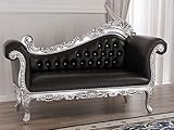  Simone Guarracino Luxury Design Chaise Longue Alejandra Estilo Barroco Moderno Diván Color Hoja Plata Eco-Piel Negra Botones Crystal Sw