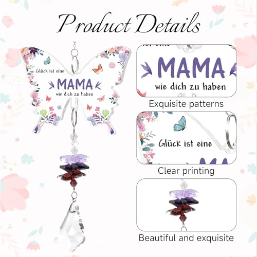 Cadeau voor mama, kristallen vlinderhanger, cadeaus voor mama, verjaardag, Moederdag, Kerstmis, Valentijnsdag, decoratie voor ramen en auto - Afbeelding 4