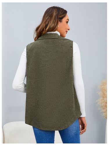 MakeMeChic Women's Ribbed Collared Lightweight Vest Corduroy Button Front Sleeveless Vest Jackets2