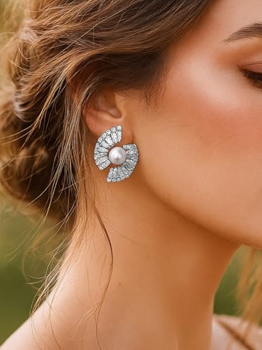 Image of Rubans Stud Earrings American Diamond Zirconia Stylish Jewellery Gift for Women & Girls