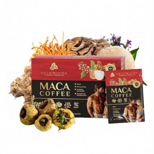 12 in 1 Maca Mushroom Coffee | Arabica Coffee with Maca | Herbs & Functional Mushrooms | Non-GMO, Vegan | 15 Sachets