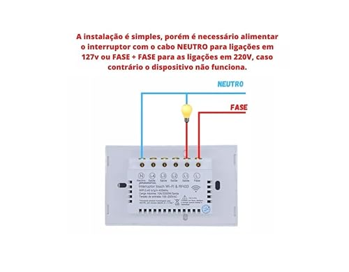Interruptor inteligente Lite 2 botões touch Wi-Fi branco Novadigital