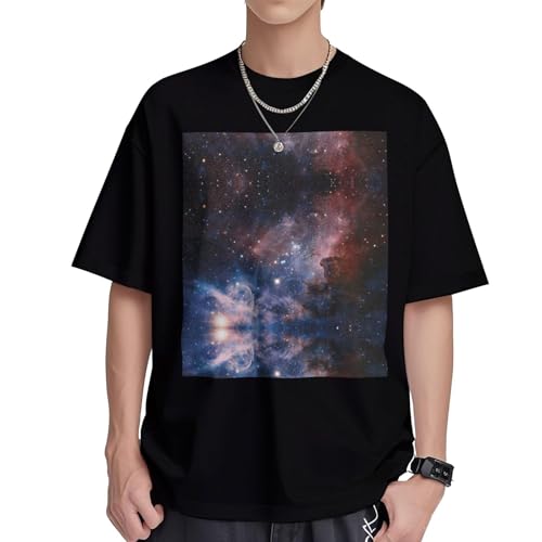 T-shirt galaxie homme anti-transpiring en coton frais et respirant à col rond