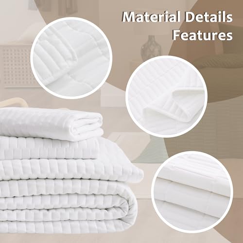 image for EXQ Home Quilt Set Full/Queen Size White 3 Piece,Lightweight Soft Cove