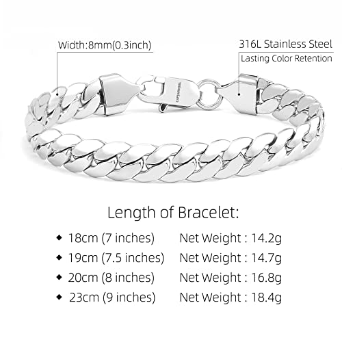 Captainsteel Cuban Bracelet For Men And Women, 7/7.5/8/9Inch Stainless Steel Bracelet, Gold Plating/Stainless Steel Fashion Jewelry Bracelet, Holiday Gift With Flannel Bag #TOP1
