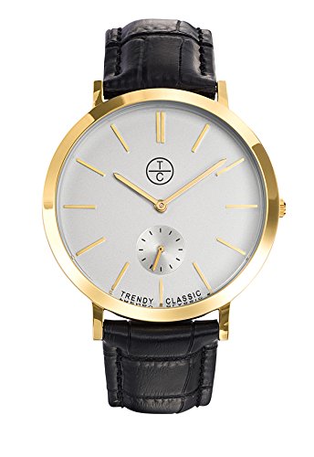 Montre Homme au design raffiné dotée d'un superbe cadran argent et bracelet cuir