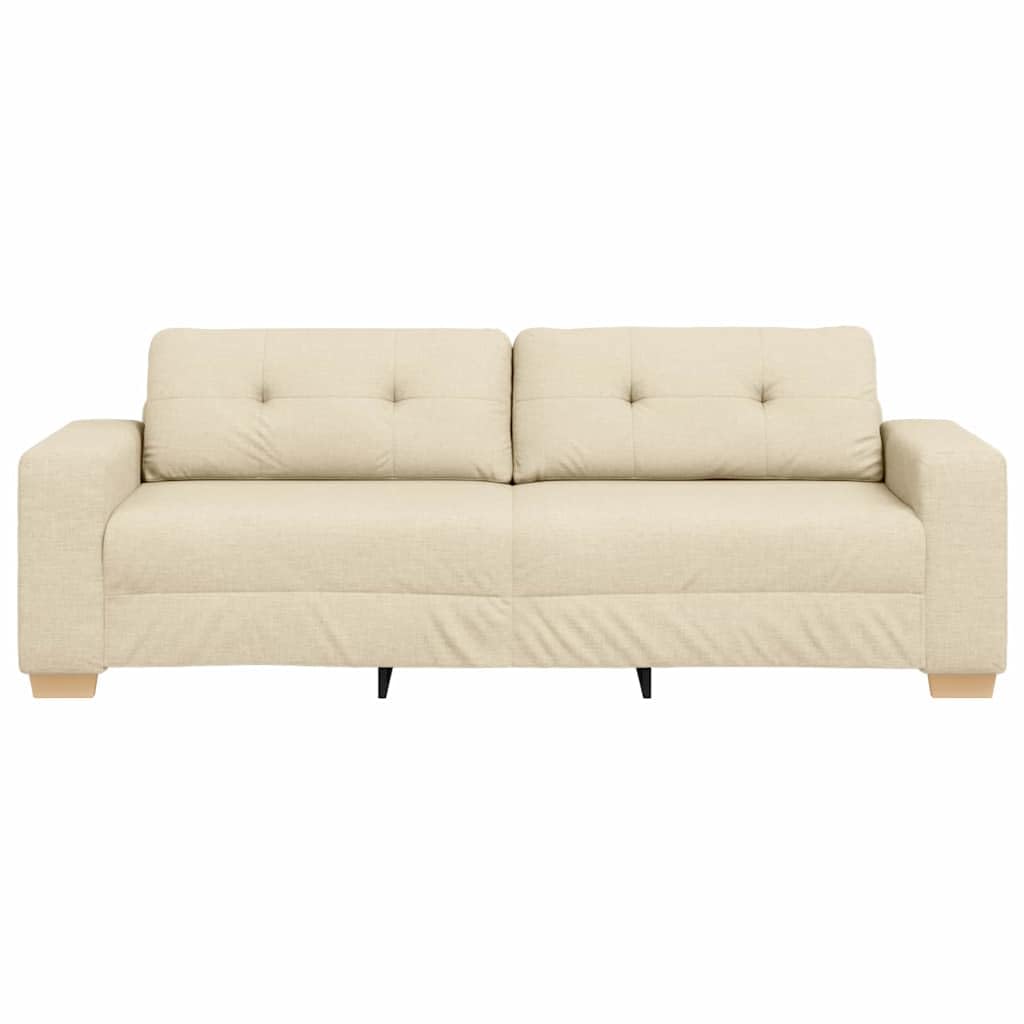 vidaXL Divano in Tessuto Panna, Comodo 3 posti, copriletti Intelligenti sfoderabili, Design Moderno, Perfetto per Incontri Informali, Lavabile, Comodo, mobili Trendy, Elegante e Durevole