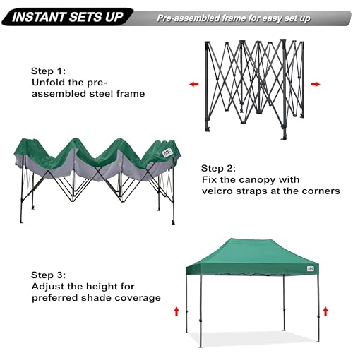Image of ABCCANOPY Patio Pop Up Canopy Tent 10x15 Commercial-Series (Forest Green)
