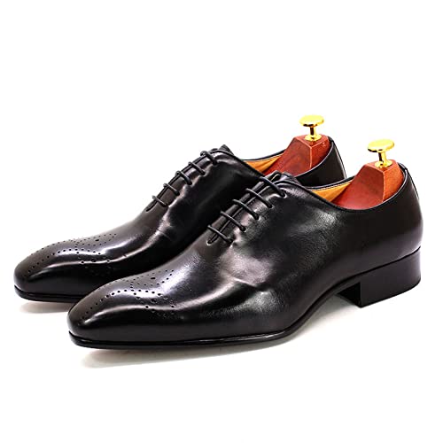CBVVQFB Chaussures Oxford classiques en cuir pour homme – Chaussures habillées respirantes et décontractées, parfaites pour les mariages, les fêtes et les événements d'affaires, noir-45