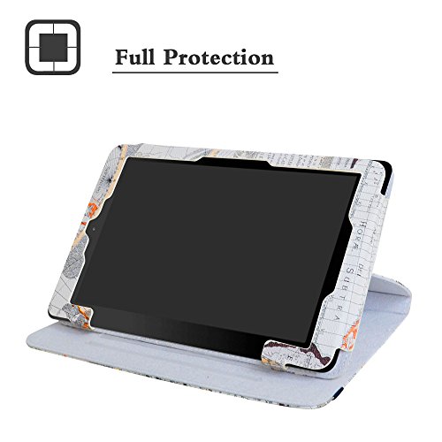 Rca 10 Viking/Ii Pro/Cambio W101 V2 Case,Liushan 360 Degree Rotation Stand Pu Leather With Cute Pattern Cover For 10.1" Rca 10 Viking Pro/Viking Ii Pro/Cambio W101 V2 Tablet,Map White #TOP1