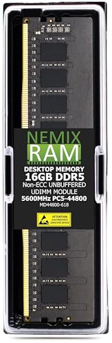 16GB 1X16GB DDR5 5600MHz PC5-44800 1Rx8 1.1V CL46 288-PIN Non-ECC UDIMM NEMIX RAM Memory Compatible with ASUS ProArt X870E-CREATOR WiFi Motherboard
