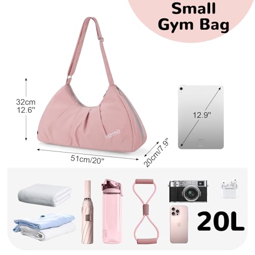 20L Small Gym Duffel Bag with Shoe Compartment for Women, Sports Duffle Bag with Wet Pocket, Pink2