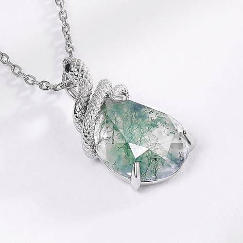Collier de Serpent en Agate Mousse | Pendentif Gothique Chic - 3