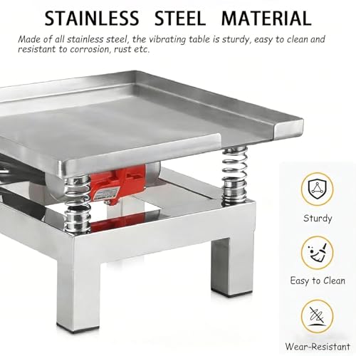 Plataforma vibratoria de acero inoxidable para concreto, mesa vibratoria mini de 110 V / 220 V con capacidad de carga de 10-20 kg, multiusos para chocolate, ensayos de laboratorio y llenado de moldes miniatura 5