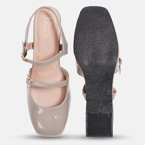 Image of JM LOOKS Women's Mary Jane Pumps, Chunky Low Block Heel, Double Adjustable Ankle Buckle Straps for Women & Girls