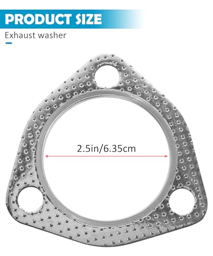 ESEWALAS 2PCS Exhaust Gasket,Exhaust Pipe Gasket,3\" 3 Bolt MLSG High Temp Exhaust Gasket w/SS Fire Ring,Car Accessories Exhaust Pipe Flange Gasket,Exhaust System Exhaust Flange Gasket (2.5\")