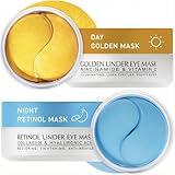 Under Eye Patches Kit: 120 Pcs Retinol & Golden Gel Eye Mask for Dark Circles, Puffiness and Wrinkles - Day & Night Skin Treatment Pads with Niacinamide, Collagen, Hyaluronic Acid & Vitamin C (2 Pack)