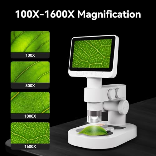 BEAVERLAB Darwin Digital Microscope 1600x, 4.0 Inch Portable Electronic Coin Microscope with 8 Adjustable LED Lights for Adults - Image 6