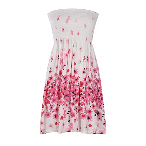 Generic Vestido feminino sem mangas, tomara que caia, tomara que caia, floral, midi praia, vestido p