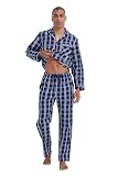 kolipajam Męska bawełniana piżama zestaw 2 Pice Plaid Comfy Bielizna nocna PJS z kieszeniami, wielokolorowa, L
