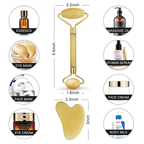 Cuteliili Yellow Gua Sha Facial Tools, Skin Care Products, Face Roller & Jade Roller For Face Care To Reduce Wrinkles And Lifting #TOP1