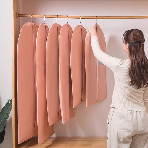 Breathable Hanging Garment Bag with Zipper - Non-Woven Suit Bags for Dresses, Coats & Suits - Pink 55.1in/140cm - Perfect Travel & Storage Solution3