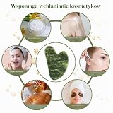 Alyvisun Narzędzie Gua Sha z Naturalnego Zielonego Jadeitu, Kamień do Masażu Gua Sha do Szyi i Ciała, Redukcja Obrzęków i Poprawa Linii Żuchwy z Instrukcją Obsługi, Prezent Pielęgnacyjny dla Kobiet