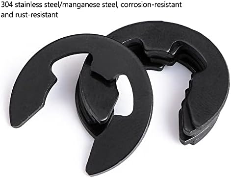 550 PCS E-Clip Circlips Snap Set, Stainless Steel E-Clip Retaining Snap Opening Ring Circlip with Plastic Box - 1.5/2.0/2.5/3.0/3.5/4.0/5.0/6.0mm, Black