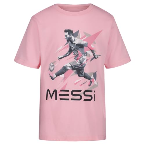 Image of Messi Boys' Lifestyle Short Sleeve T-Shirt, Slim-fit Graphic Tee, Cotton Blend Fabric