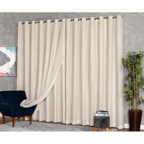 Cortina Gaze de Linho com Blackout em Tecido 4,00 x 2,60 para Sala ou Quarto de Luxo Elegante (Palha