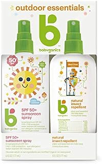 Babyganics Baby Sunscreen Spray 50 SPF and Bug Spray, 6oz each, Packaging May