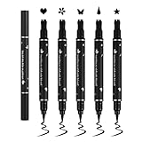 QIUFSSE 5Pcs Double-headed Liquid Eyeliner Stamp Pencil Set,Winged Eyeliner Stamp Pen Women Black Long-lasting delineador de ojos,(Heart/Flower/Star/Butterfly/Cone) Shape Eye Liner Stamp