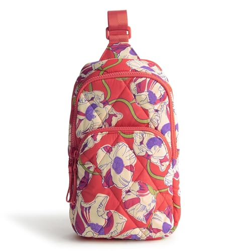 Vera Bradley Women's Featherweight Lorman Sling Backpack Bag, Swirling Poppies, One Size