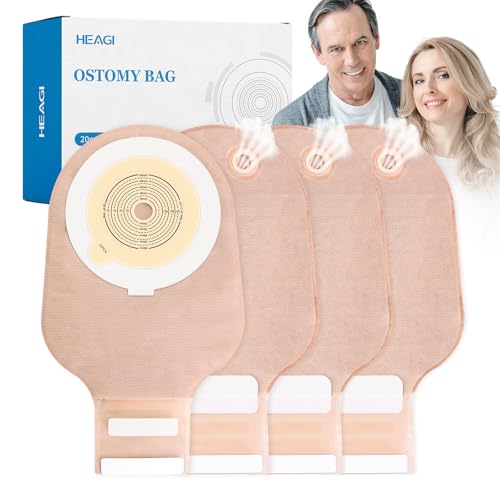 20 bolsas de colostomía, corte de 15-60 mm para adaptarse a bolsas drenables con cierre para el cuidado del estoma de ileostomía, bolsa de ostomía de una pieza, suministros de ostomía, equipada con