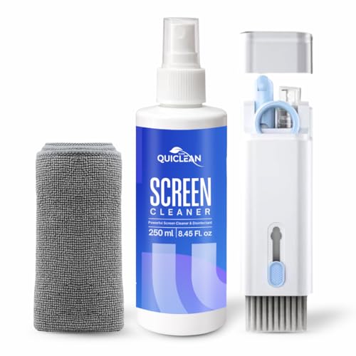 Image of QUICLEAN Laptop Cleaner Kit -250ml with 7-in-1 Gadget Cleaning Machine & 350gsm Cloth for All Screen Cleaning | Machine Cleans,Mobile, Laptop, Keyboard, Earbuds & Lens |Cleaner Cloth for Large Screen
