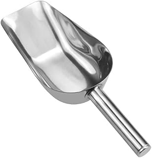 Ice Scoop Stainless Steel Food Scoop Sweet Scoop Trapezoid Shape All Purpose Scoop Leakproof with Flat Bottom for Flour Bar Ice Bucket Kitchen Buffet Party Wedding Supermarket Drink Shop, Medium Size