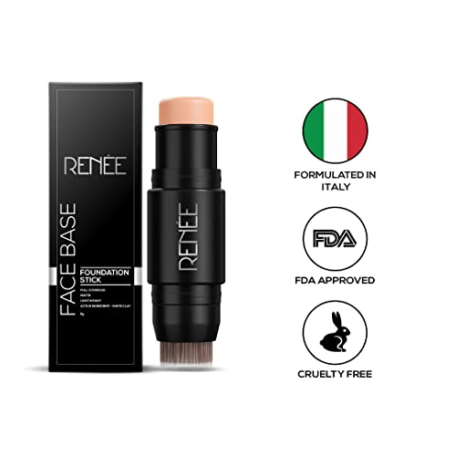 RENEE Face Base Foundation Stick with Applicator - Mocha, 8gm | Enriched with White Clay, Weightless, Long-lasting, Velvet Matte Finish formula Provides Full Coverage - Image 5