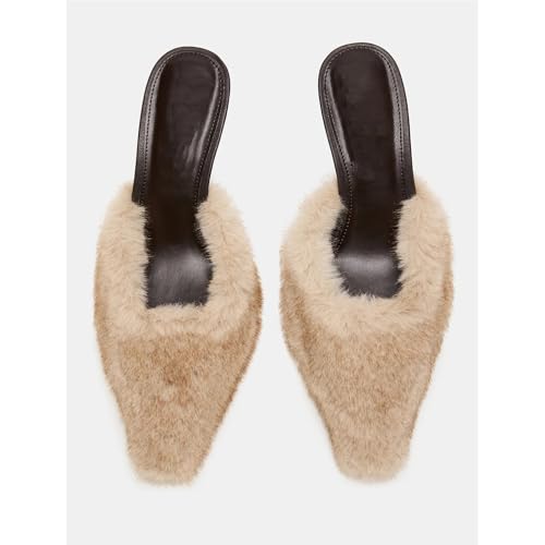 Image of DOEYG Women Pointed Toe Bow Heels Mules Slip on Stiletto Heels Sandals Dress Party Wedding Studded Heels Pumps
