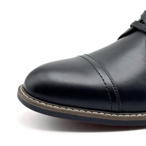 Image of Men's Dress Cap Toe Oxford Boots, Lace Up Ankle Derby Boots