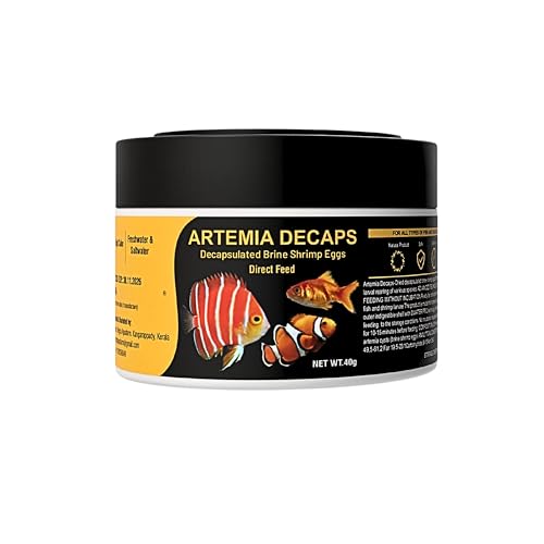 Decap Artemia Cyst 40 Gram, Brine Shrimp Eggs, Decapsulated Non Hatchable Artemia Direct Feed 100% Dry Eggs, High Protein Rich Direct Feed for New Born Baby Fishes