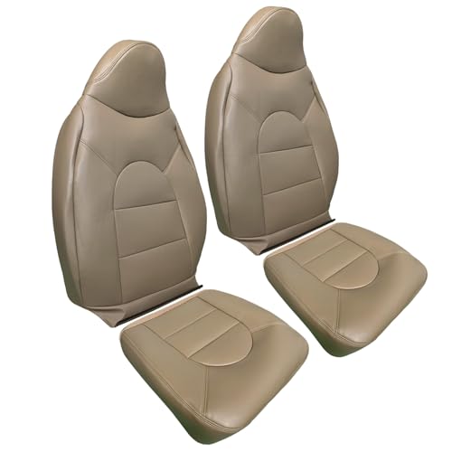 Zcargel 4pcs Front Car Seat Covers Tan Compatible for Ford F250 F350 F450 F550 Lariat 1999 2000 Driver&Passenger Side Bottom&Lean Back Leather Seat Cover Interior Car Seat Cushion Cover