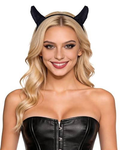 Bonnie Z. Leonardo Devil Horns Headband Glitter Black