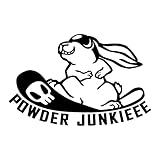 パウダージャンキーsticker スノボーステッカー (Mサイズ 縦110×横170mm, 白)
