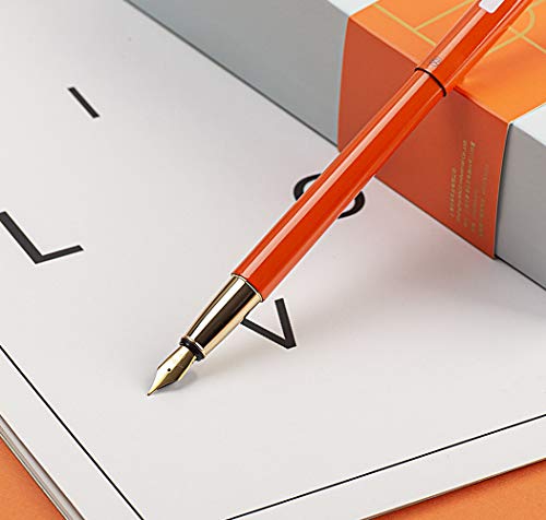 Zywl Fountain Pen Brass Metal Pen Includes Gift Box And Ink Refill Converter Ef Nib (Orange) #TOP3