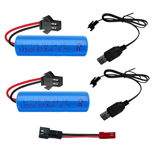 CWUU 3.7V 500mAh USB Rechargeable Battery SM-2P Plug Replacement for RC Car E35 DE38 DE40 DE50 DE55 TB202 TM141 Toy Cars, Remote Control Cars Boat Vehicle Trucks, SM-JST Adapter