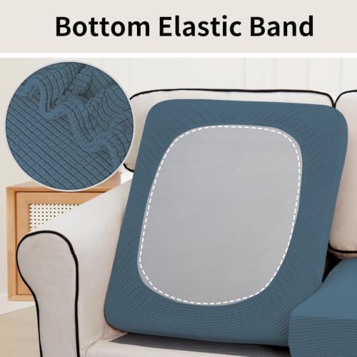 Image of Easy-Going Stretch Individual Oversized Couch Cushion Cover Sofa Seat Furniture Protector Sofa slipcover Soft Flexibility with Elastic Bottom(3 Cushion XL Sofa, Bluestone)