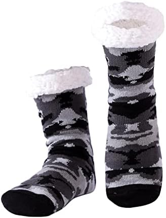 Hisonwel Mens Slippers Socks, Warm Fluffy Socks with Sherpa Fleece Non Slip, Gifts For Men