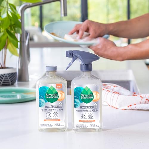 Image of Seventh Generation Foaming Dish Spray, Power+ Mandarin Orange, 3 Powerful Grease Fighters, 16 Fl Oz