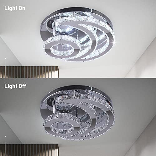 diisunbihuo LED Chandeliers Round Crystal Ceiling Light Modern Pendant Light for Bedroom Dinning Room (Cool White)